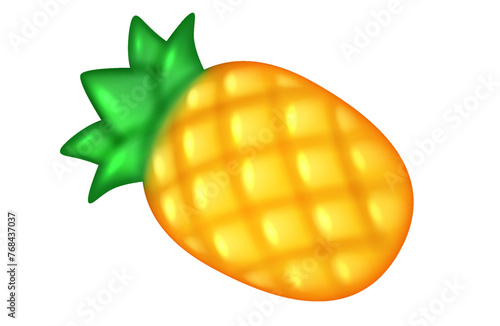 Jelly pineapple candy 3d realistic vector illustration. Marmalade dessert creative design. Fruit shaped sweet object on white background