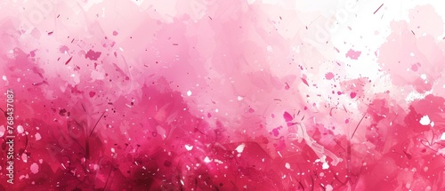  Pink and white abstract background with numerous splotches at the base