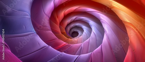   A multicolored object with a spiral design in the center is captured in a close-up image