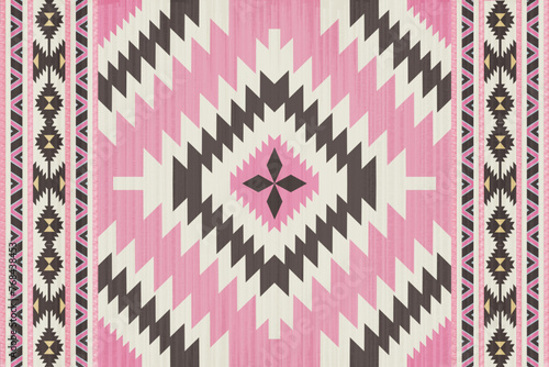 Navajo tribal vector seamless pattern. Native American ornament. Ethnic South Western decor style. Boho geometric ornament. Vector seamless pattern. Mexican blanket, rug. Woven carpet illustration