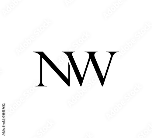 Initial Letter Logo. Logotype design. Simple Luxury Black Flat Vector NW