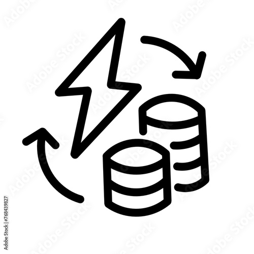 Simple Energy Saving Related Vector Line Icon,Contains Icons like Energy Cost,Power Consumption Rate.