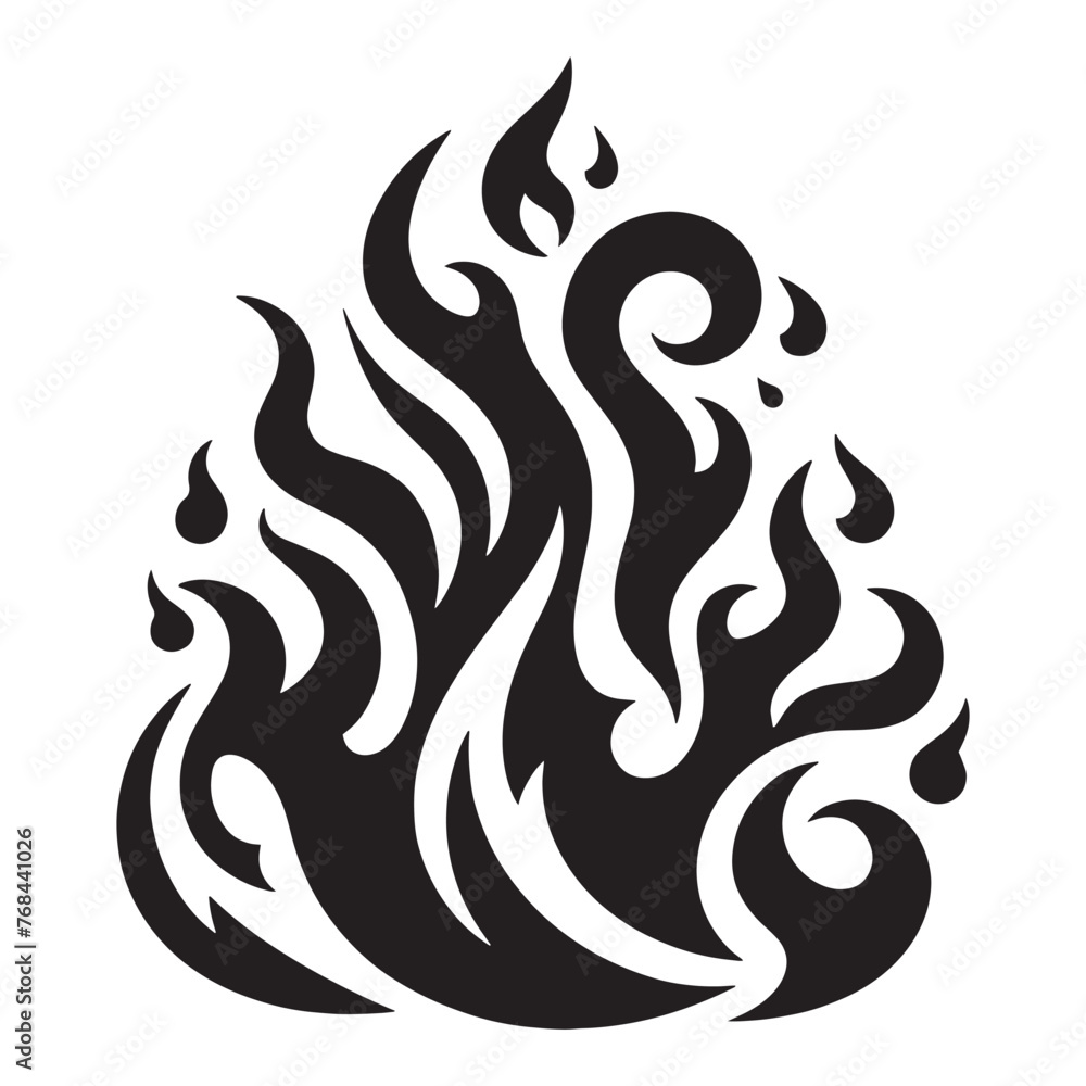 illustration with fire silhouette isolated on white illustration with fire silhouette isolated on white