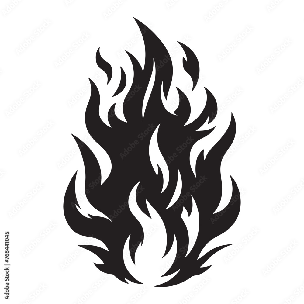 illustration with fire silhouette isolated on white illustration with fire silhouette isolated on white