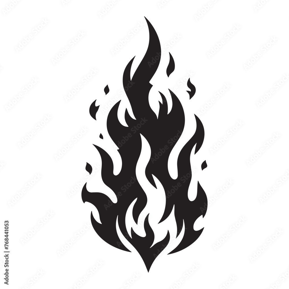 illustration with fire silhouette isolated on white