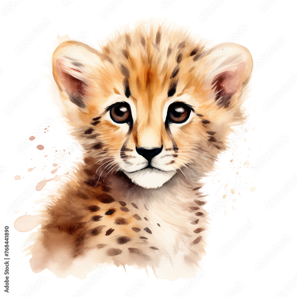 Illustration of A Cute Baby Cheetah Illustration of A Cute Baby Cheetah