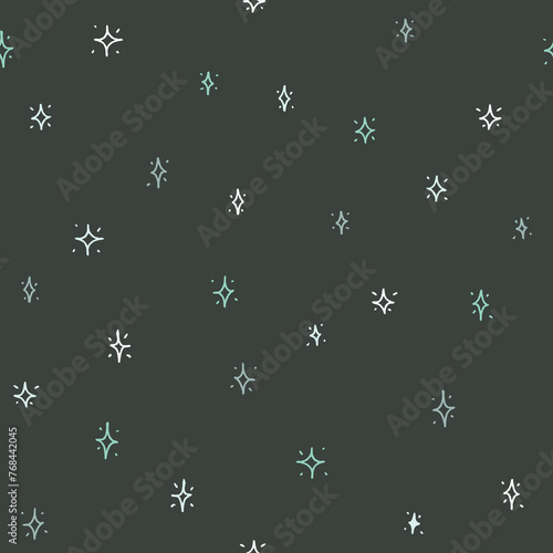 Outline Star Spark Light Seamless Pattern Vector illustration Design
