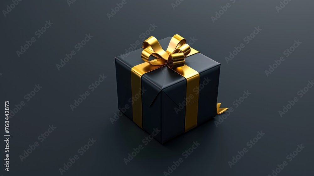 Gift box with gold ribbon black background. birthday gifts, Christmas gifts, . Decorative background Gift box with gold ribbon black background. birthday gifts, Christmas gifts, . Decorative background