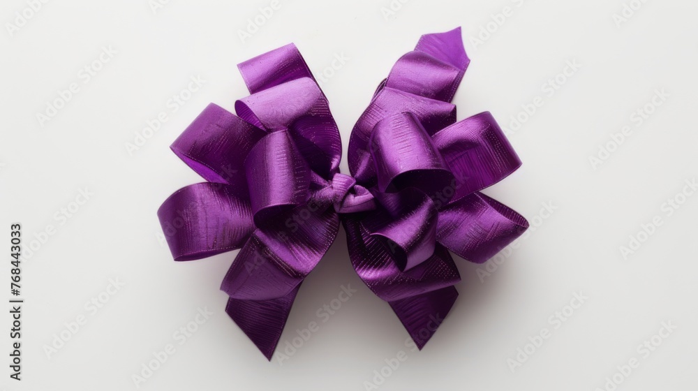 Purple gift bow on white background. Gift wrapping ribbon Purple gift bow on white background. Gift wrapping ribbon
