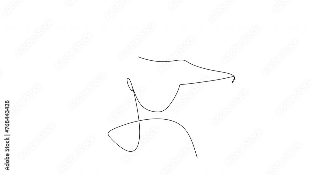 Abstract linear drawing of a woman wearing a hat. Minimal portrait. Head fashionable accessory. Cap headgears for lady. Hand drawn vector illustration. Abstract linear drawing of a woman wearing a hat. Minimal portrait. Head fashionable accessory. Cap headgears for lady. Hand drawn vector illustration.