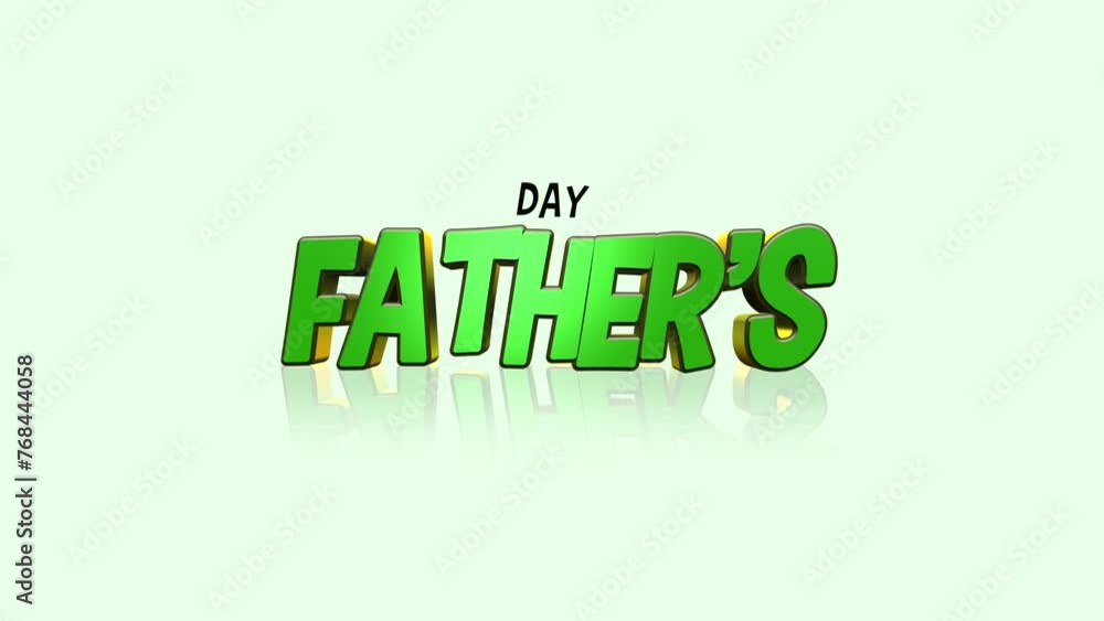 Green Fathers Day logo with stylized font. The words Fathers Day in foreground, day reflected for a 3D effect. Celebrating fathers Green Fathers Day logo with stylized font. The words Fathers Day in foreground, day reflected for a 3D effect. Celebrating fathers