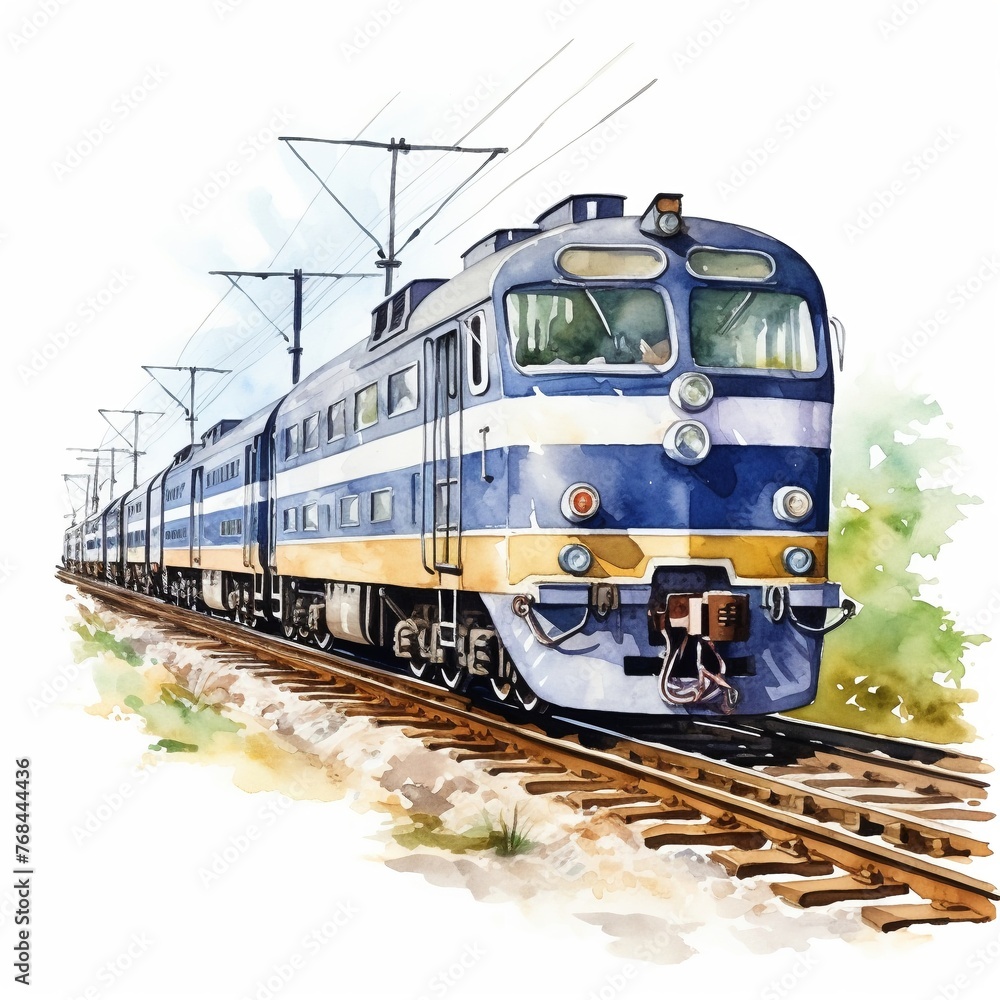 Train clipart, watercolor illustration clipart, 1500s, isolated on white background , low noise