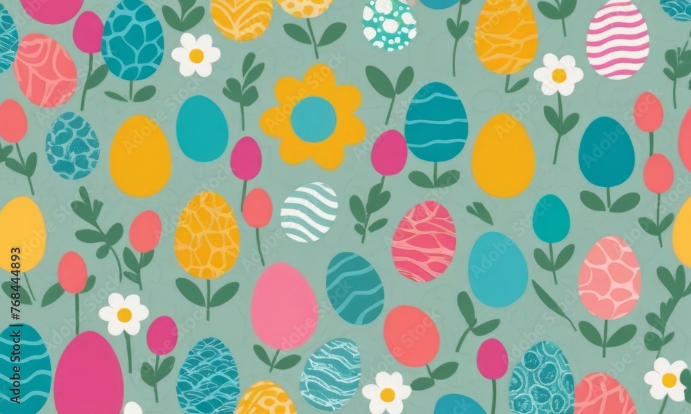Easter eggs and flowers /Happy Easter texture Easter eggs and flowers /Happy Easter texture