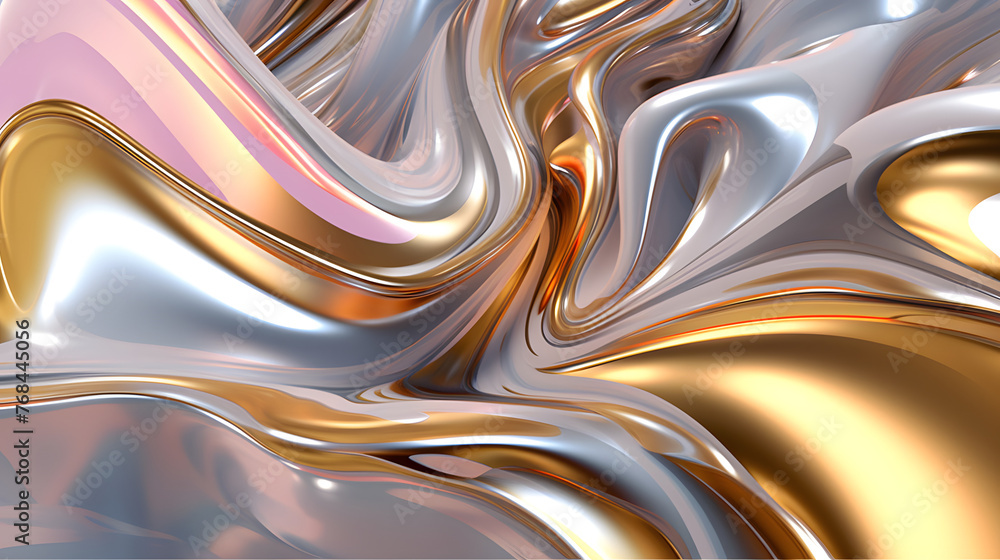 Digital technology liquid metal forms gold abstract graphics poster web page PPT background with generative Digital technology liquid metal forms gold abstract graphics poster web page PPT background with generative