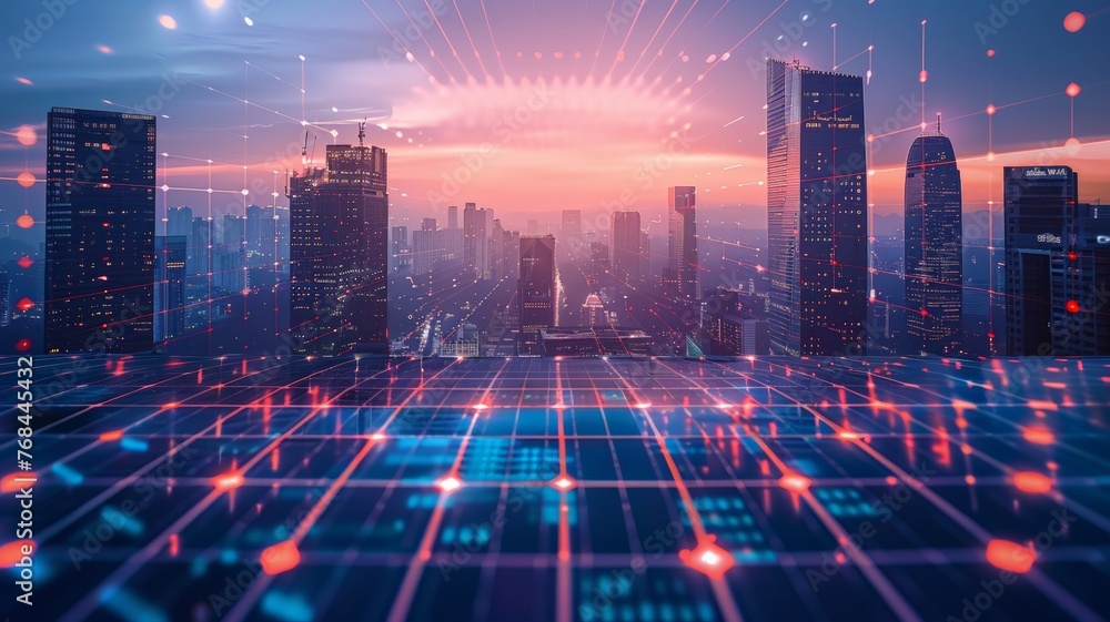 Solar grid technology in the city background Solar energy. Solar energy. Solar grid technology in the city background Solar energy. Solar energy.