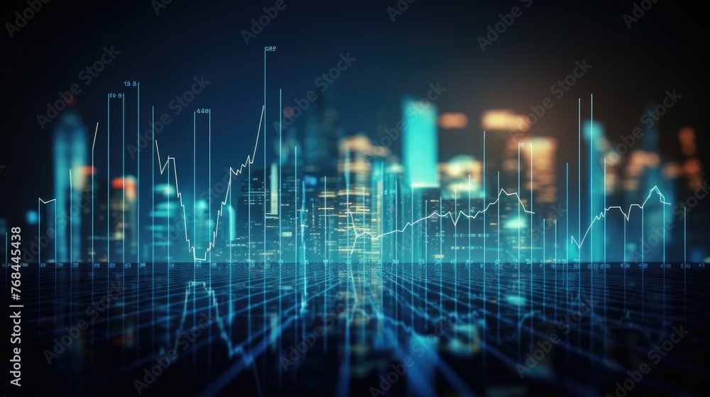Financial data graph chart report statistic marketing research development planning management strategy analysis accounting. Financial business technology hologram concept. Comeliness - obrazy, fototapety, plakaty 
