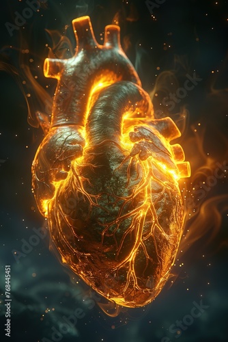 Illuminated beating heart.