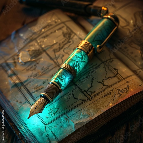 A fountain pen that writes in glowing ink