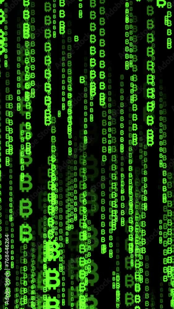 Vertical Video of Falling Bitcoin Symbols In a Matrix Style Backdrop Representing Money, Finance and Digital Wealth Vertical Video of Falling Bitcoin Symbols In a Matrix Style Backdrop Representing Money, Finance and Digital Wealth