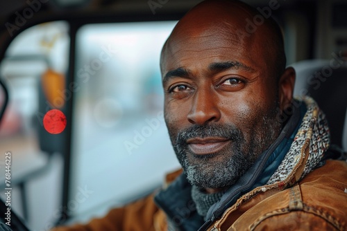 A smiling male truck driver. © Bargais