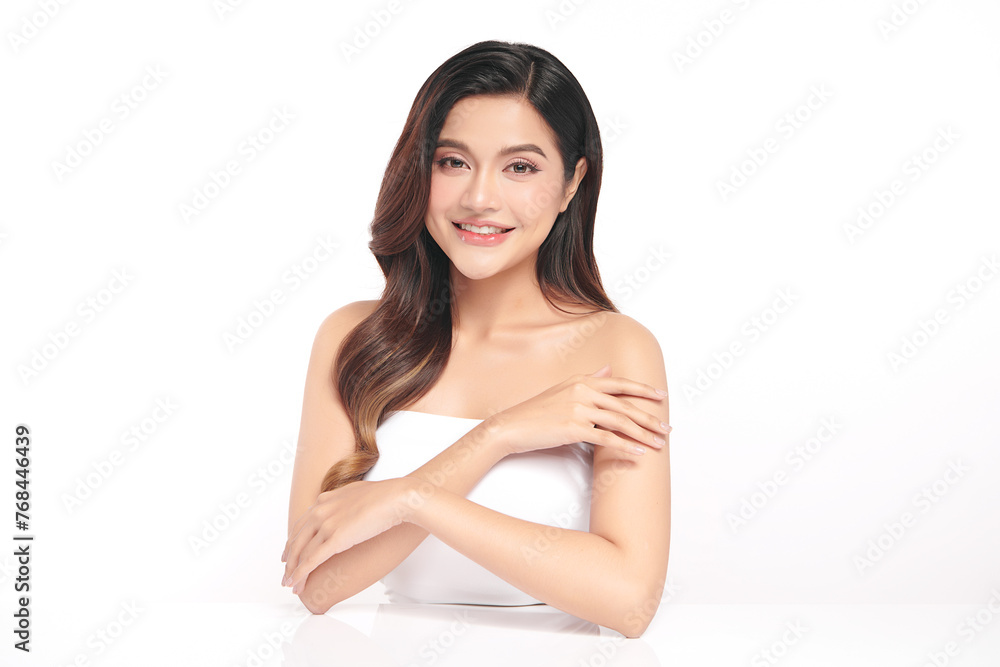 Beautiful young asian woman with clean fresh skin on white background, Face care, Facial treatment, Cosmetology, beauty and spa, Asian women portrait. Beautiful young asian woman with clean fresh skin on white background, Face care, Facial treatment, Cosmetology, beauty and spa, Asian women portrait.