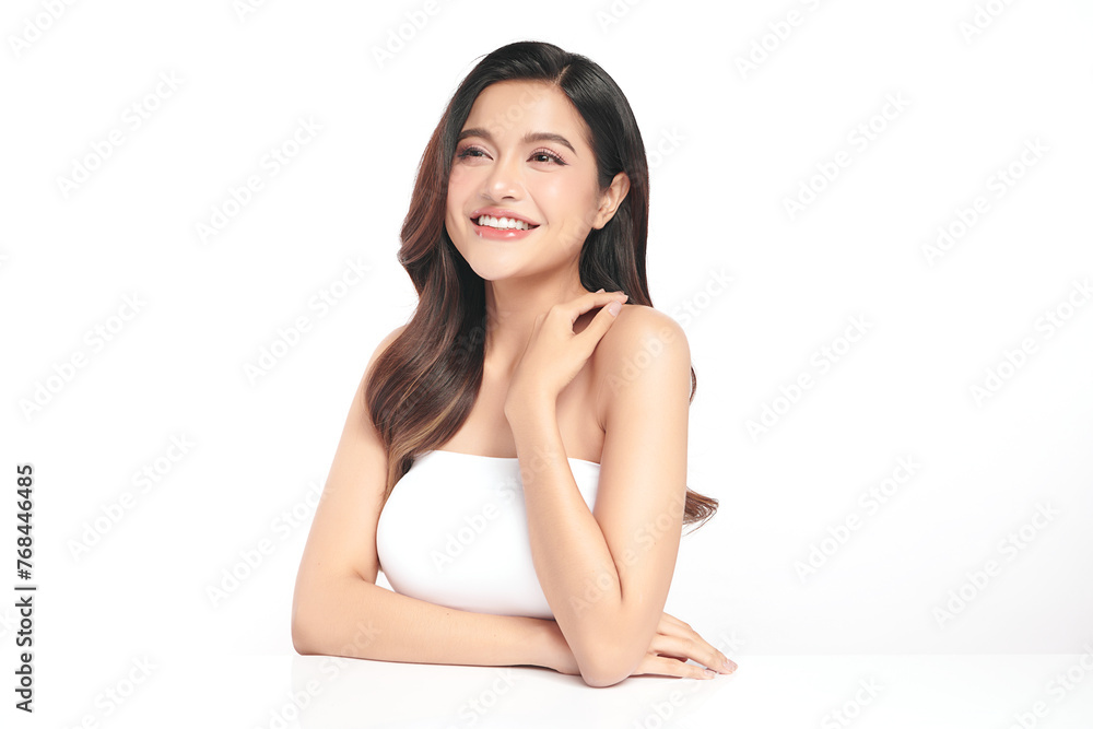 Beautiful young asian woman with clean fresh skin on white background, Face care, Facial treatment, Cosmetology, beauty and spa, Asian women portrait. Beautiful young asian woman with clean fresh skin on white background, Face care, Facial treatment, Cosmetology, beauty and spa, Asian women portrait.