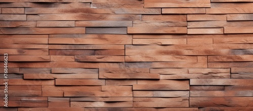 A close up of a brown wood stain on a brick wall with a wooden texture, showcasing the rectangular brickwork and flooring in beige tones