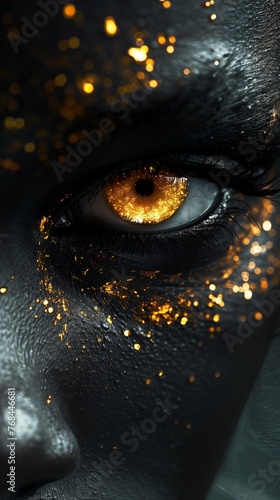 アフリカ系男性の金色の瞳のクローズアップ