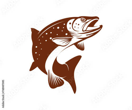 Brown Trout Logo template, Unique and Fresh Abstract Brown Trout out of the water. Great to use as Brown Trout Anglers' fishing activity.