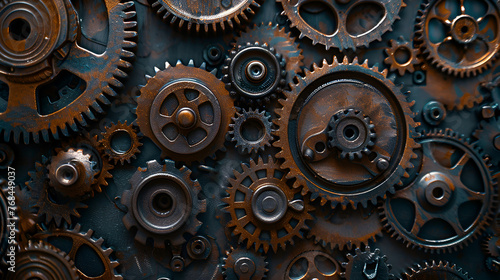  Steampunk cogs gears rust background wallpaper. © samina