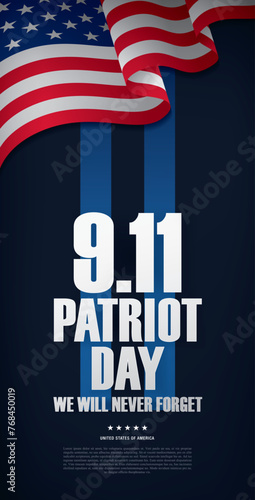 Patriot Day. September 11. We will never forget. Vector illustration