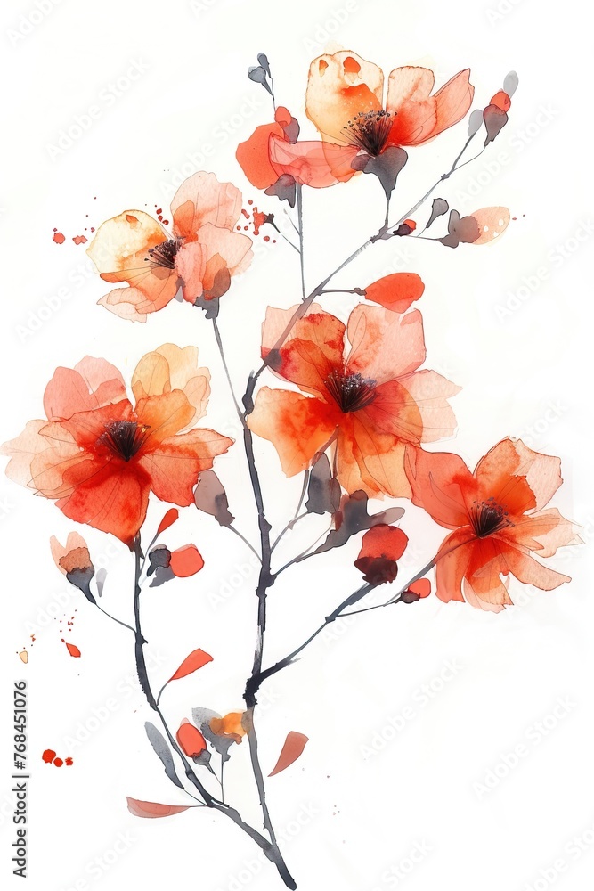 A design of a flower in watercolor style painting isolated on white.	
