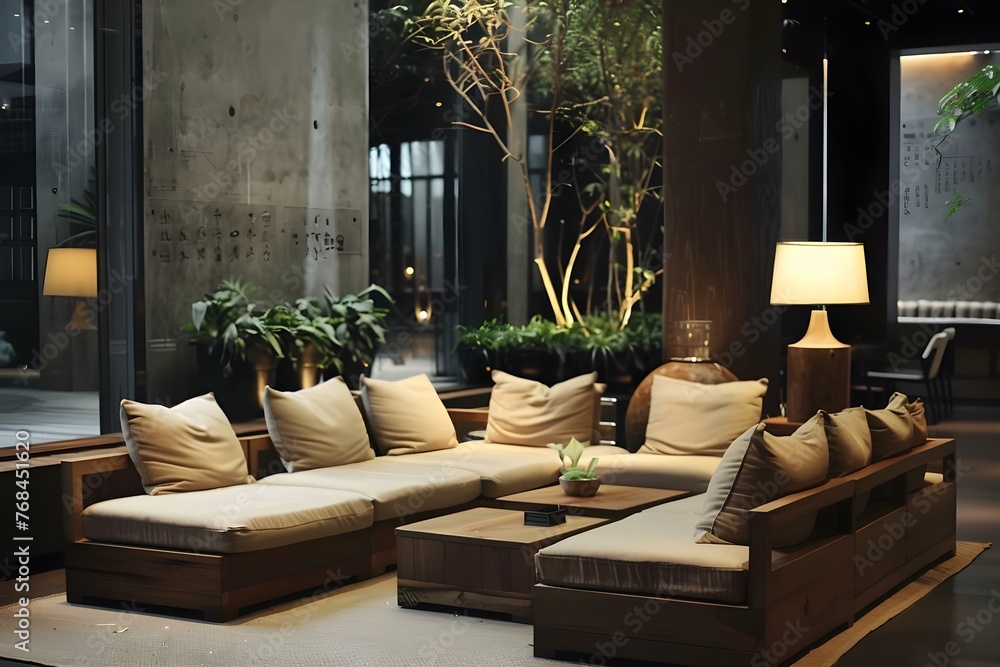 Minimalist living room with sofas lamps plants and tables creating a clean and elegant look. Concept Minimalist Decor, Clean Aesthetics, Elegant Living Room, Contemporary Design, Simple Furnishings Minimalist living room with sofas lamps plants and tables creating a clean and elegant look. Concept Minimalist Decor, Clean Aesthetics, Elegant Living Room, Contemporary Design, Simple Furnishings