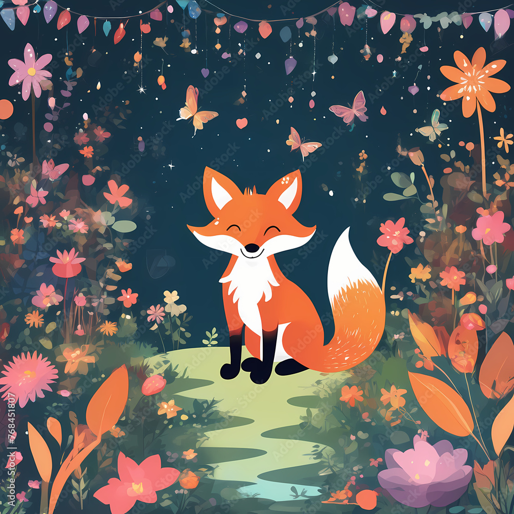 fox and flowers fox and flowers