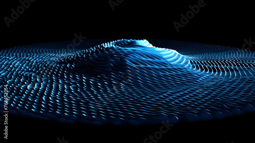Fototapeta Naklejka Na Ścianę i Meble -  Digital technology blue wave grid abstract graphic poster web page PPT background with generative