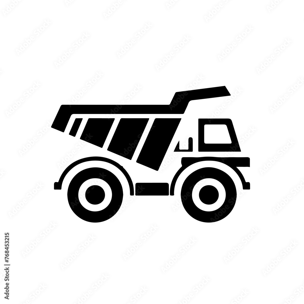 articulated dump truck as simple single icon logo vector illustration ...