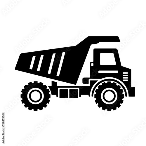 articulated dump truck as simple single icon logo vector illustration, isolated on transparent background
