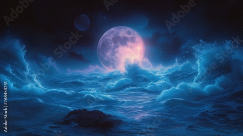 moon over the sea night landscape © Olexandr