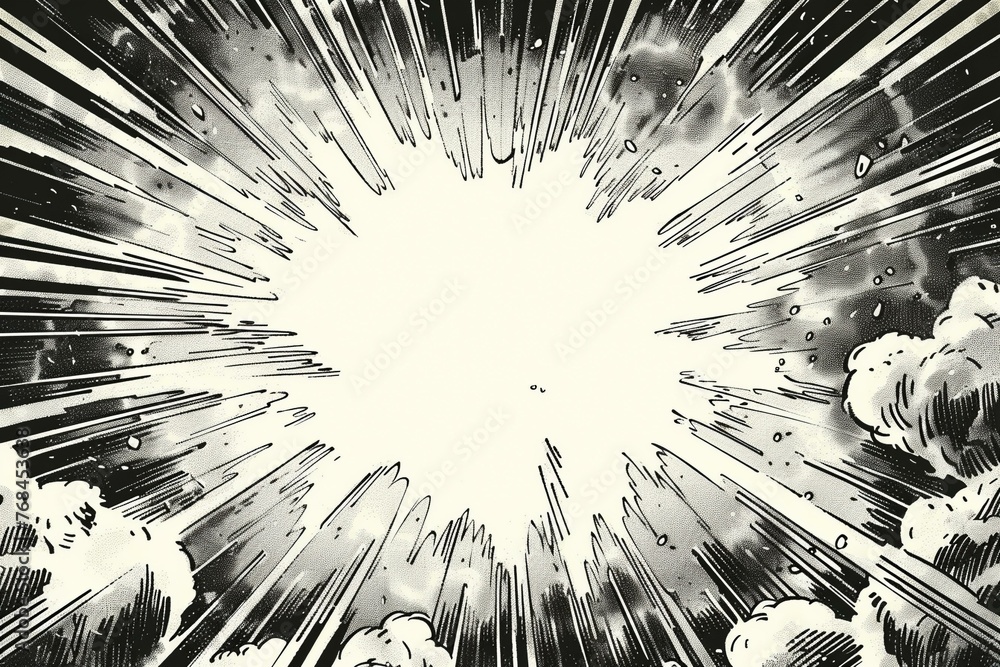 Obraz premium Action lines radiating from a central blank template nes