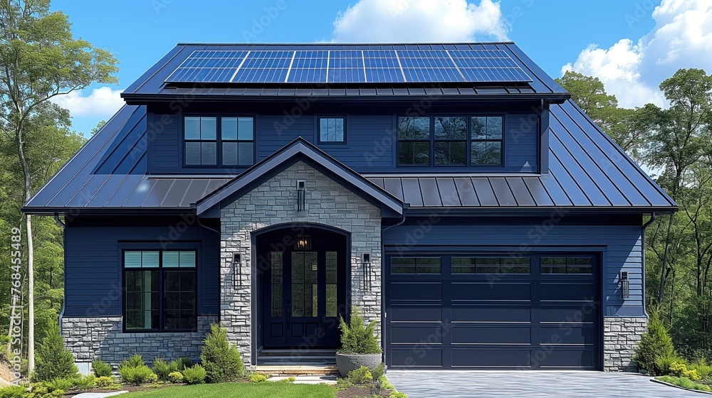 country house with solar panels country house with solar panels