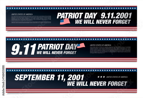 Patriot Day. September, 11. We will never forget. Vector illustration