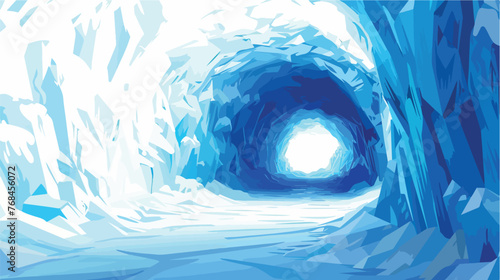 ice tunnel cave abstract cold blue passage