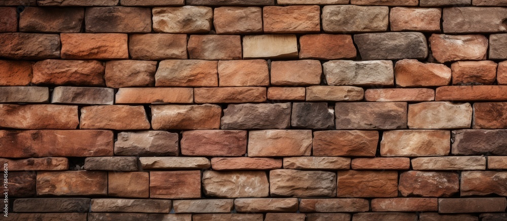 A detailed view of a brick wall, showing a small number of individual bricks closely packed together A detailed view of a brick wall, showing a small number of individual bricks closely packed together