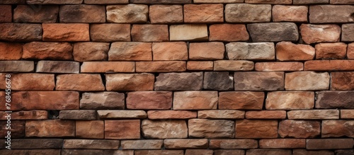 A detailed view of a brick wall, showing a small number of individual bricks closely packed together