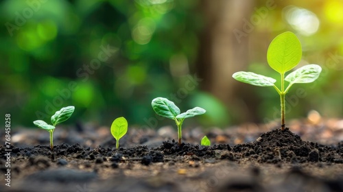 Growth of vibrant seedlings emerging from the soil,symbolizing the successful development and implementation of strategic business plans and capital growth
