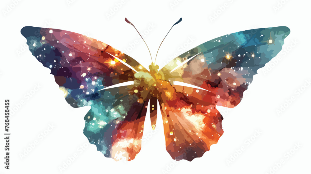 Butterfly nebula in colour flat vector isolated on white background  - obrazy, fototapety, plakaty 