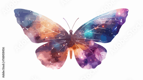 Butterfly nebula in colour flat vector isolated on white background 