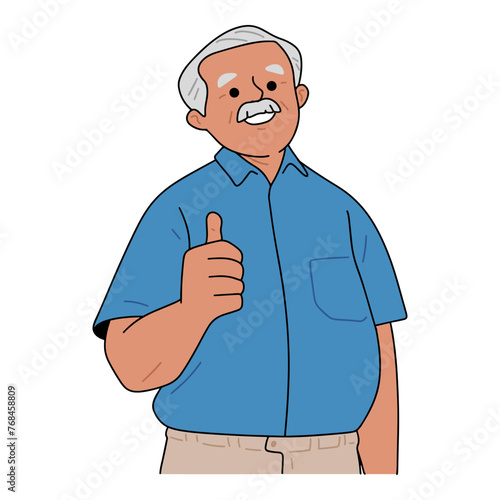 .illustration of an old man giving a thumbs up gesture