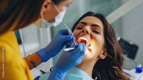 Professional dentist working in modern clinic