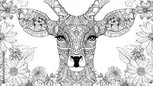 Coloring art page animal and flower illustration beaut